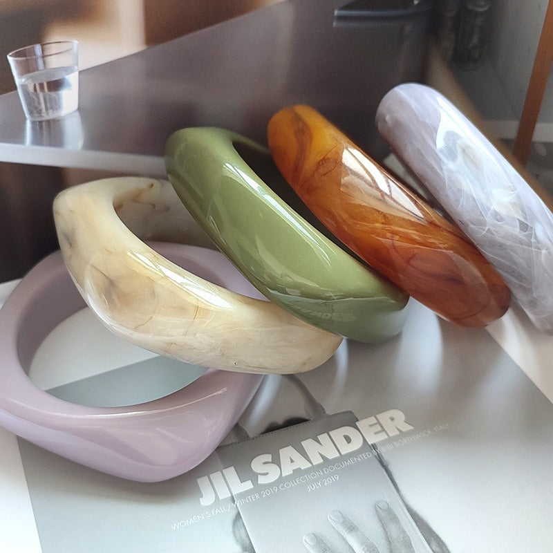 European and American style large marble pattern exaggerated acrylic bracelet