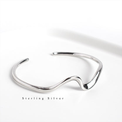Sterling silver bracelet minimalist wave bracelet Mobius open bracelet jewelry