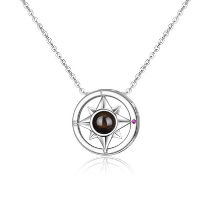 Simple and versatile with 100 languages, compass projection necklace accessories, customized photo engraving pendant