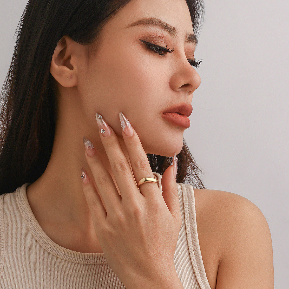 Baroque Round Irregular Curved Ring Ring Smooth Plain Ring Female Ring